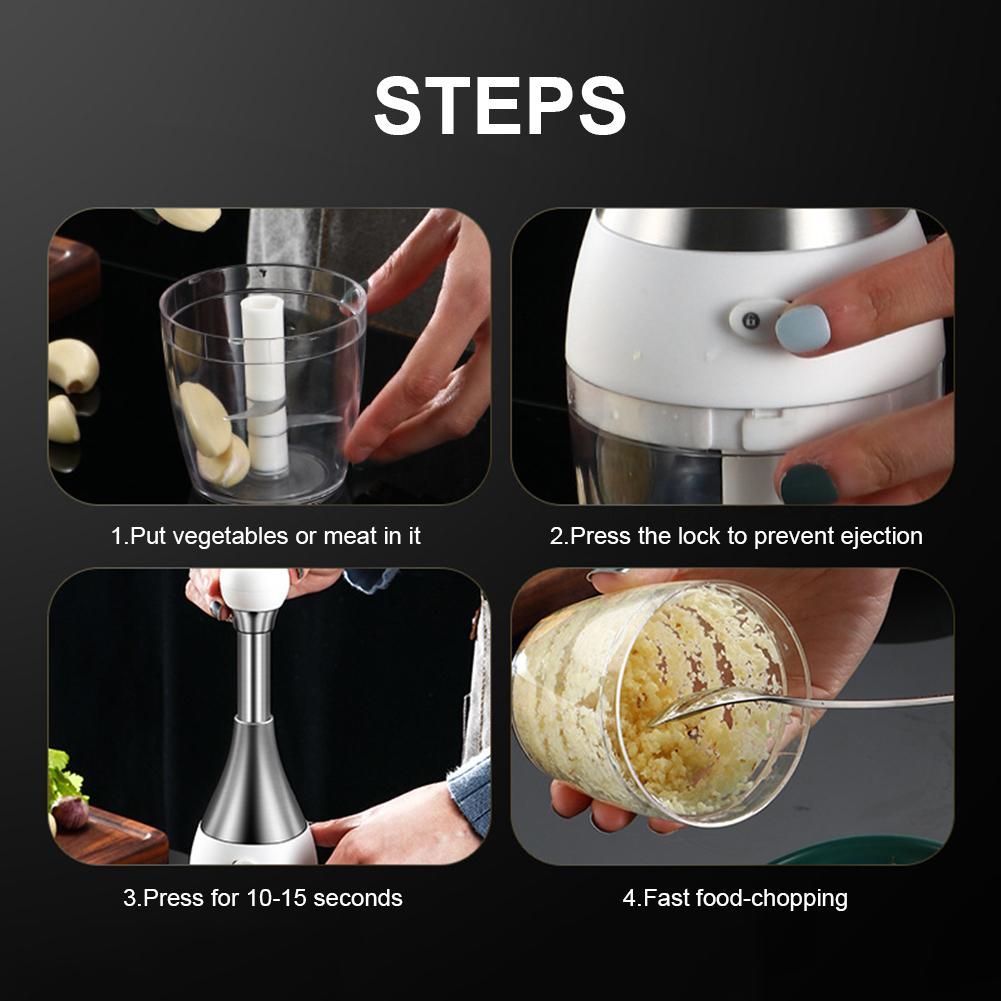 Garlic Chopper | Stainless Steel Food Processor | Quick Powerful Vegetable Shredder Dicer | Fruits Herbs Onions