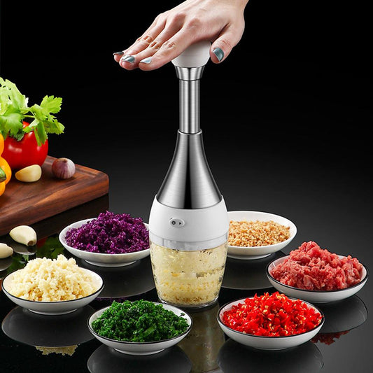 Garlic Chopper | Stainless Steel Food Processor | Quick Powerful Vegetable Shredder Dicer | Fruits Herbs Onions