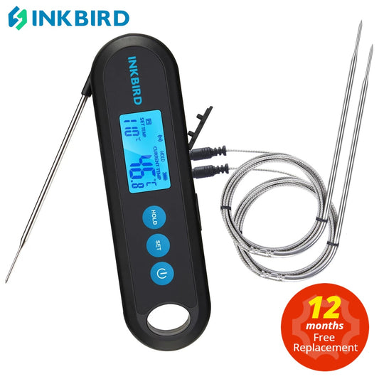 INKBIRD Digital Meat Thermometer | 2 Sec Instant Readout | IHT-2PB With External Probes | Bluetooth Backlight Display For Grilling BBQ